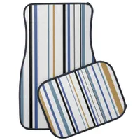 Coastal Beach Stripes Car Floor Mat