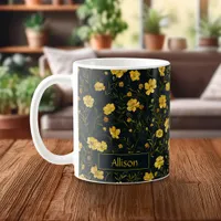 Elegant Yellow Buttercup Flower Pattern Coffee Mug