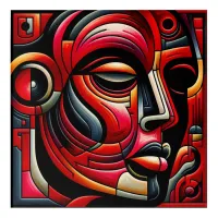 Red & black Abstract Face | Acrylic Print