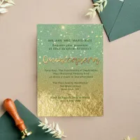 Modern Glam Teal And Gold Glitter Foil Quinceañera Invitation