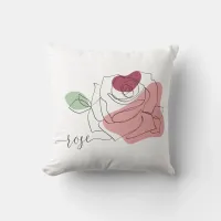 Lovely Rose Minimalist Line Art Throw Pillow