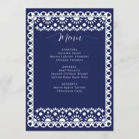 Mexican Navy Papel Picado Boho Bridal Shower Menu