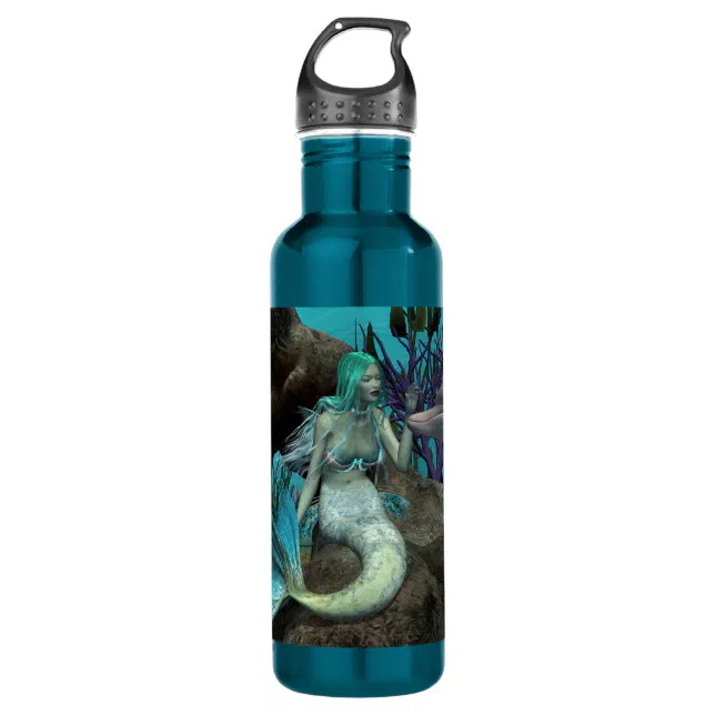 Mermaid and Dolphin Under the Sea Water Bottle