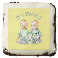 It's Twins! Cute boy twins Baby Shower Treats Brownie