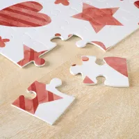 Valentine Hearts & Stars Pattern Jigsaw Puzzle