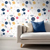 Retro Geometric Abstract Pat#6 Navy Rose ID1067 Wallpaper