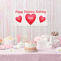 Valentine Birthday Fancy Red Hearts  Banner