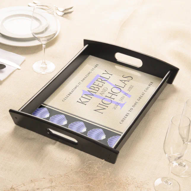 Elegant 17th Shells Wedding Anniversary Serving Tray