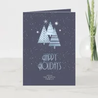 Christmas Trees Happy Holidays Blue ID863 Holiday Card