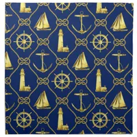 Nautical Theme Blue Gold Dining Decor Party Events Cloth Napkin