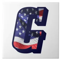 American Flag Letter "G" Large Photo Ceramic Tile