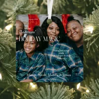 Holiday Magic Magazine Cover-Style Family Photo  Metal Ornament