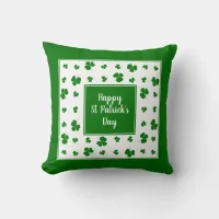 St Patrick's Day Irish Blessings Shamrock Pattern Throw Pillow