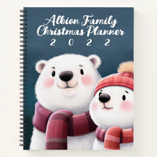 Cute Polar Bear Cubs Wearing Scarves Notebook