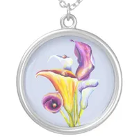 Calla Lillies Silver Plated Necklace