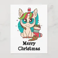 Christmas Themed Unicorn Holiday Postcard