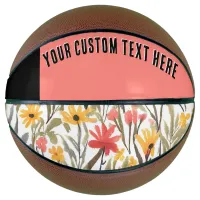 Pretty Floral Elegant Flowers Pattern Custom Text Basketball