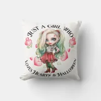 "Just a Girl Who Loves Halloween" Throw Pillow