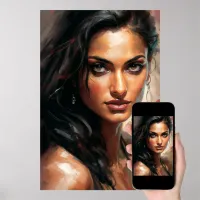 Bollywood Star Indian Woman Portrait Oil Painting Poster