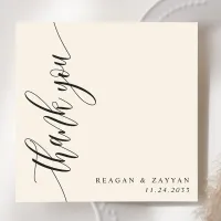 Ivory Cream Calligraphy Script Wedding Thank You Card