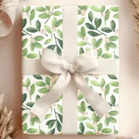 Watercolor Mistletoe Elegant Green Floral Holiday Wrapping Paper