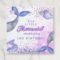 Purple Pink Modern Glitter Mermaid Birthday Favor Tags