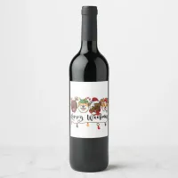 Merry Woofmas Typography Wine Label