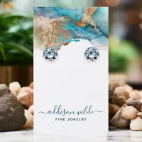 Blue And Gold Modern Art Jewelry Earring Display Business Card