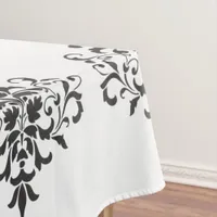 Elegant Vintage Black and White Damask Design Tablecloth