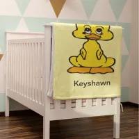 Cute Yellow Baby Duck Cartoon Add Name Baby Blanket