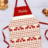 Ugly Sweater Deer Monogram Apron