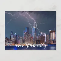 Lightning over New York City Postcard