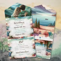 Pretty Mountain Scene Wedding (with envelopes) All In One Invitation