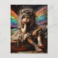 The Annoyed Little Adorable Fairy Sits on Suitcase Postcard