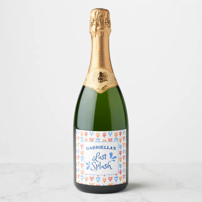 Fun "Last Splash" Theme Personalized Bachelorette Sparkling Wine Label