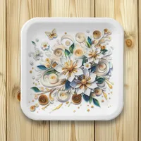 Paper Quilling Flowers and Butterflies Paper Plates