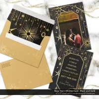 New Year's Black Gold Stars Holiday A7/5"x7" Envelope