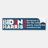 Biden / Harris 2020 Election Trump is unamerican Bumper Sticker