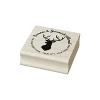 Rustic Buck Deer Head Family Name Address Rubber Stamp