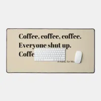 Coffee Haiku for Mornings black Typography Desk Mat