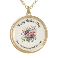 Happy Mother's Day Colorful Flowers Personalized Gold Plated Necklace