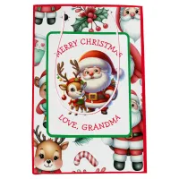 Cute Santa and Reindeer Personalized Christmas Medium Gift Bag