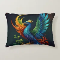 Colourful Feathered Phoenix Bird Pattern  Accent Pillow