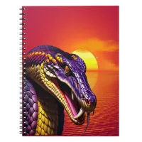 Cobra snake with vvibrant purple and yellow scales notebook