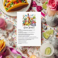 Taco & Tequila Mexican Fiesta Guest Details Enclosure Card