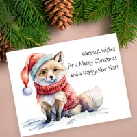 Adorable Fox in Festive Sweater Christmas Holiday Postcard