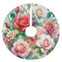 Whimsical Rose Pattern Brushed Polyester Tree Skirt