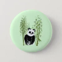 Cute Panda Sitting in Bamboo Button