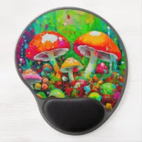 Watercolor Abstract Mushrooms  Gel Mouse Pad