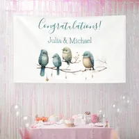 Whimsical Birds on Branches  Pastel Baby Shower Banner